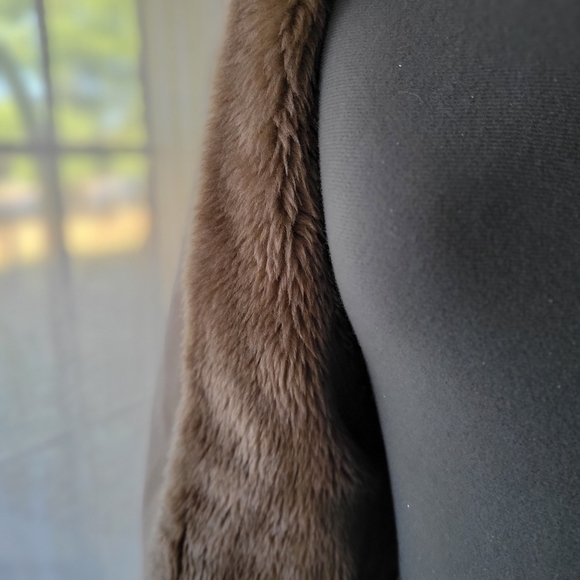 Vintage London Fog Tan Utility Coat - Faux Fur Lining - Women's S (13/14) - Picture 4 of 9